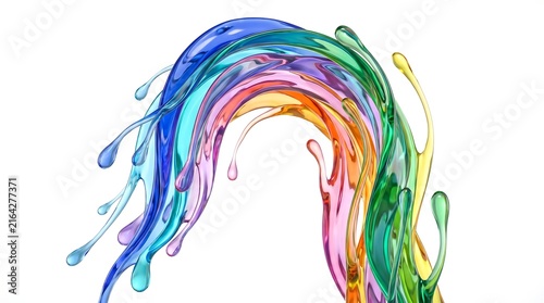 Colorful Liquid Splash Art in Dynamic Motion for Creative Design