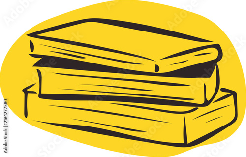 Hand Drawn Illustration of Stacked Books outline sticker