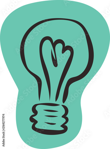 Hand Drawn Light Bulb Icon Illustration, Idea concept