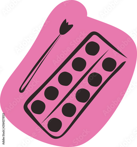 Minimalist Paint Palette and Brush sticker Illustration
