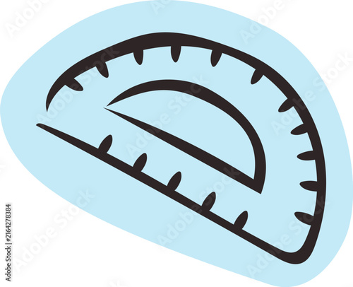 Hand Drawn Protractor Outline sticker Illustration