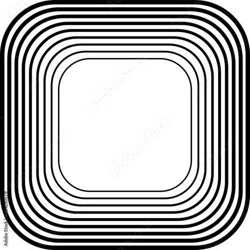 Rounded square blend line effect. Geometric shapes