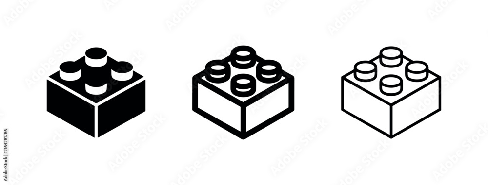 Fototapeta premium Building Block / Lego Brick Icon Set - Modularity, Foundation, and Construction