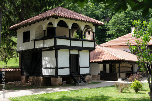 Lodging in the complex of the medieval (XIV century) Poganovo monastery. Adobe RGB color profile. Real photo.