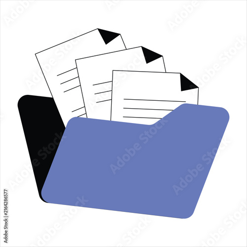 Efficient digital folder with multiple documents, representing organized data management, secure record storage, and streamlined administrative processes