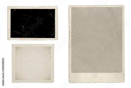 Photography Collection of Three Antique Empty Photo Frames with Distressed Texture