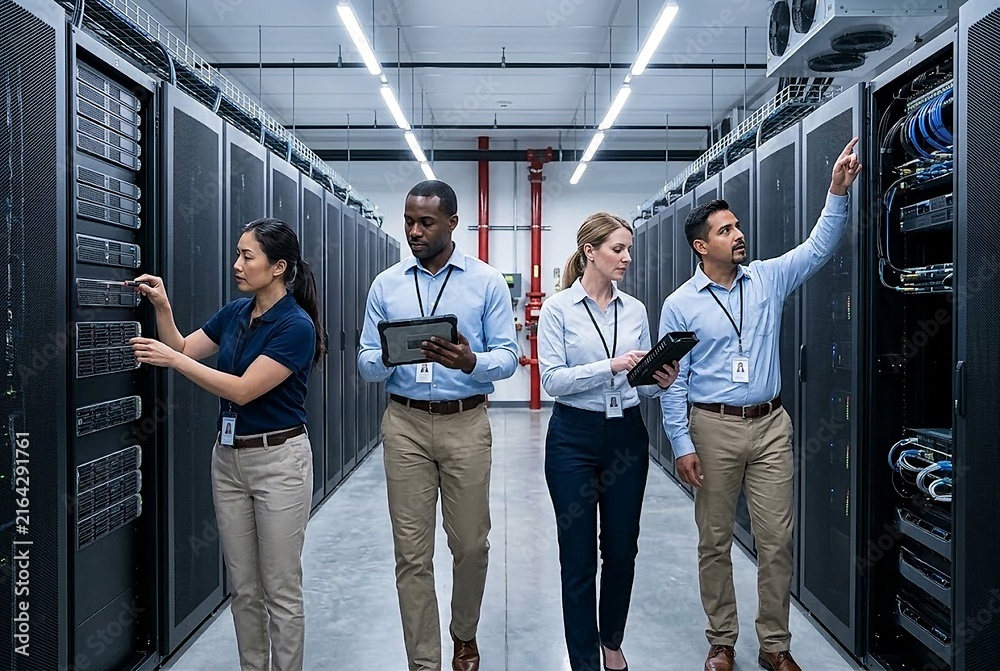 Obraz premium IT Team in Data Center