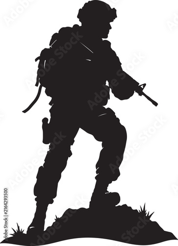 Armed soldier patrol silhouette vector illustration