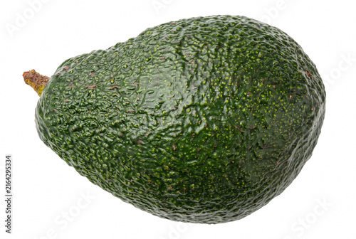 Konstfotografi Fresh Green Textured Hass Avocado with Stem Isolated