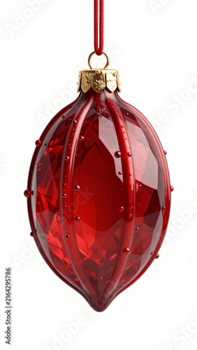 Red Christmas Ball Ornament Isolated on White Background for Festive Holiday Decoration and Seasonal Celebration Design