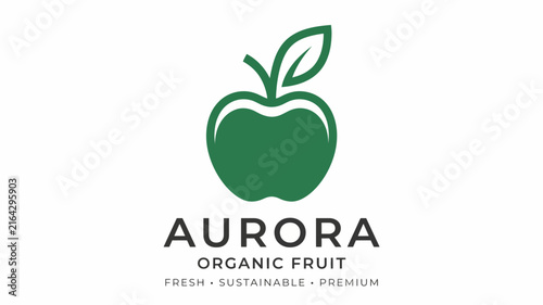 Aurora Organic Fruit Logo - Fresh, Sustainable, Premium Apple Branding