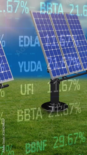 Animation of financial data processing over engineer and wind turbine