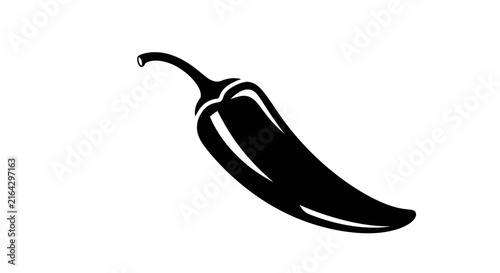 Spicy Chili Pepper Silhouette Icon – Hot Mexican Cuisine Ingredient Symbol or Food Flavor Element Design