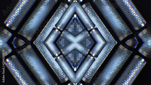 Dynamic metallic tubular shapes that surge and rotate in a digital void, creating a seamless loop of futuristic chaos. Great for music visualizers and live performance backgrounds.