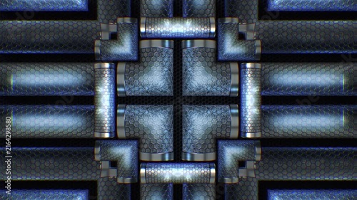 Dynamic metallic tubular shapes that surge and rotate in a digital void, creating a seamless loop of futuristic chaos. Great for music visualizers and live performance backgrounds.