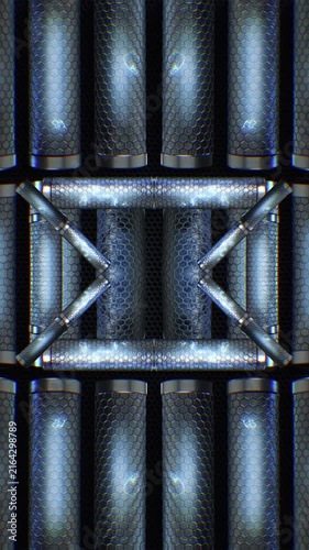 Dynamic metallic tubular shapes that surge and rotate in a digital void, creating a seamless loop of futuristic chaos. Great for music visualizers and live performance backgrounds.
