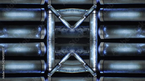 Dynamic metallic tubular shapes that surge and rotate in a digital void, creating a seamless loop of futuristic chaos. Great for music visualizers and live performance backgrounds.