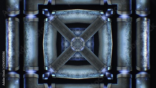 A mesmerizing kaleidoscope of metallic tubular shapes, throbbing and twisting in an endless, hypnotic and trance like motion. Excellent for high tempo music events or energetic visualizers.
