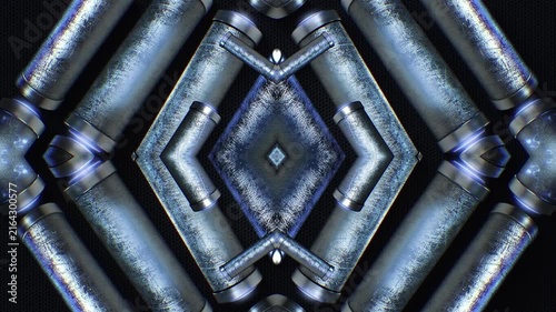 A mesmerizing kaleidoscope of metallic tubular shapes, throbbing and twisting in an endless, hypnotic and trance like motion. Excellent for high tempo music events or energetic visualizers.
