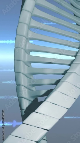 Animation of dna strand over diagrams and data processing