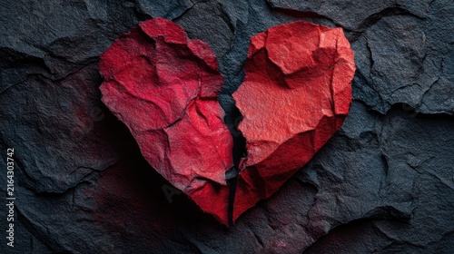 broken paper heart symbolizing love loss and heartbreak illustration