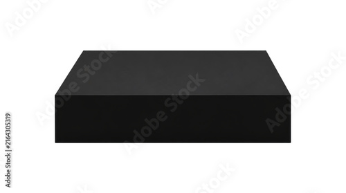 Empty black square podium isolated on transparent background.