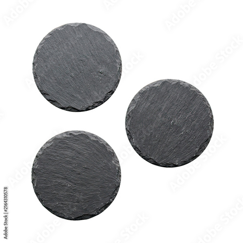 Dark Slate Circular Coasters On Transparent Background