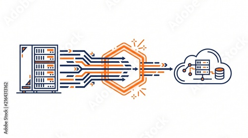 Plakat Cloud Migration Server To Cloud Storage Data Transfer Vector Concept