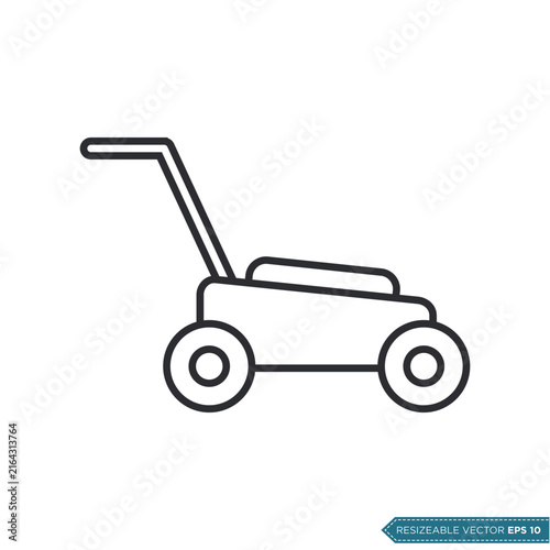 Lawnmower, Grass Cutter Icon Vector Template Illustration Design
