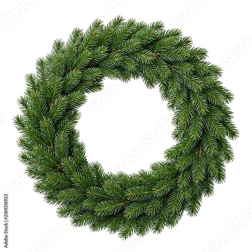 Green pine wreath for holiday decoration  