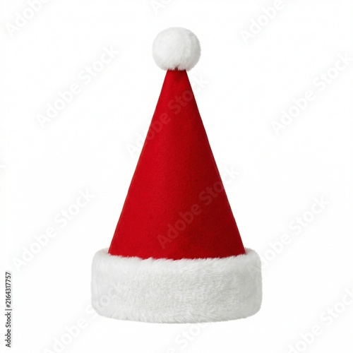 Red Santa hat with white fur trim and pom-pom on top  