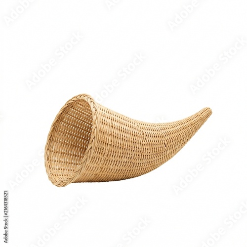 Woven cornucopia basket made of natural materials  
