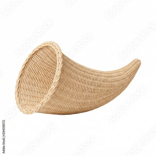 Woven cornucopia basket for autumn celebrations or Thanksgiving decor  