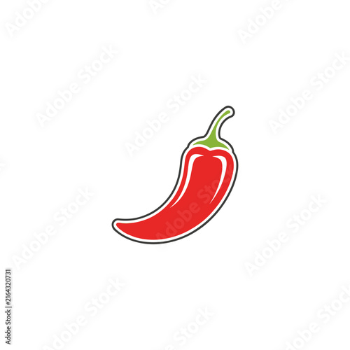 Simple Red Chili Pepper Sticker with White Border