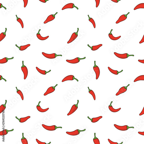 Seamless Pattern of Tiny Red Chili Peppers