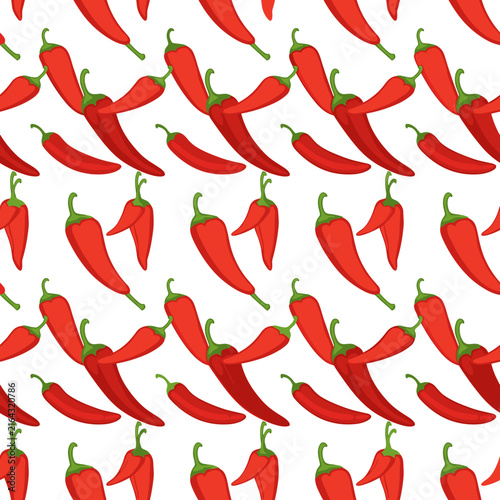 Densely Packed Seamless Pattern of Red Chili Peppers