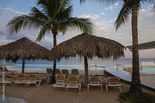 Принти на полотні Beautiful tropical beach resort at sunset or sunrise