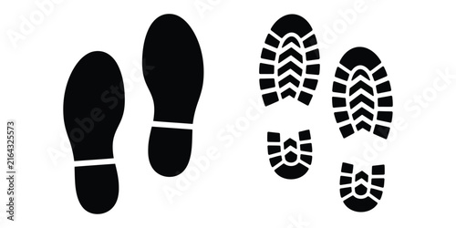 Shoe Print Silhouette Icon Set