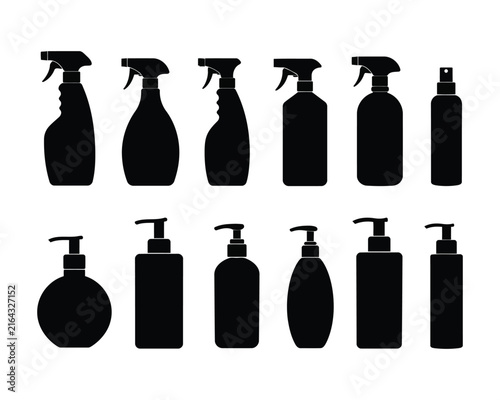 Spray and Pump Bottle Silhouette Set