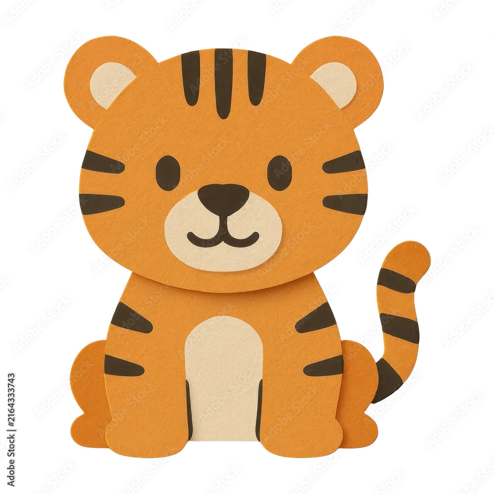 Obraz premium PNG Cute paper tiger illustration
