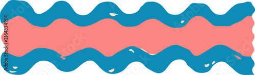 Scribble blob shape with wavy pink and blue lines