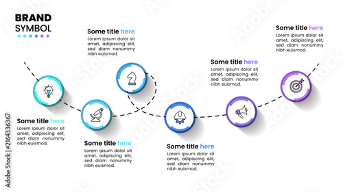 Infographic template. Timeline with 6 points and icons