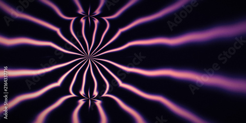 Fotografie Purple pink liquid ink strata arranged as a kaleidoscopic mandala create a dark cinematic abstract background for wallpaper, posters, branding, and websites
