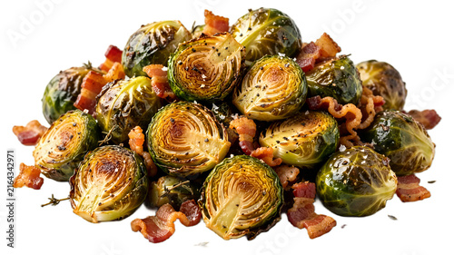 Roasted Brussels Sprouts With Bacon Isolated on Transparent Background