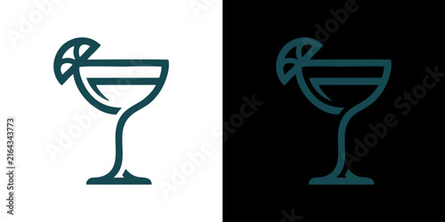 Obraz na plátne Modern minimalist line art illustration featuring an elegant cocktail glass ador