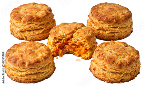 Sweet Potato Biscuits With Flaky Crust Isolated on Transparent Background