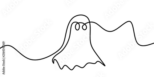 Minimalist Halloween Ghost Continuous Line Vectors