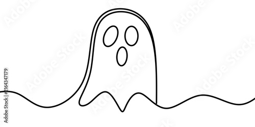 Minimalist Halloween Ghost Continuous Line Vectors