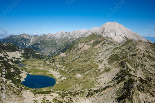 Panoramic View of Vihren Peak and Vlahini Lakes from Muratov Peak, Pirin Mountains, Bulgaria