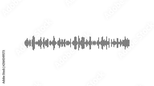 Audio waveform looping animation on a white background. Music, audio technology concept.